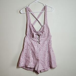Free People Mira Retro Romper Striped Pink Colorway Size 12